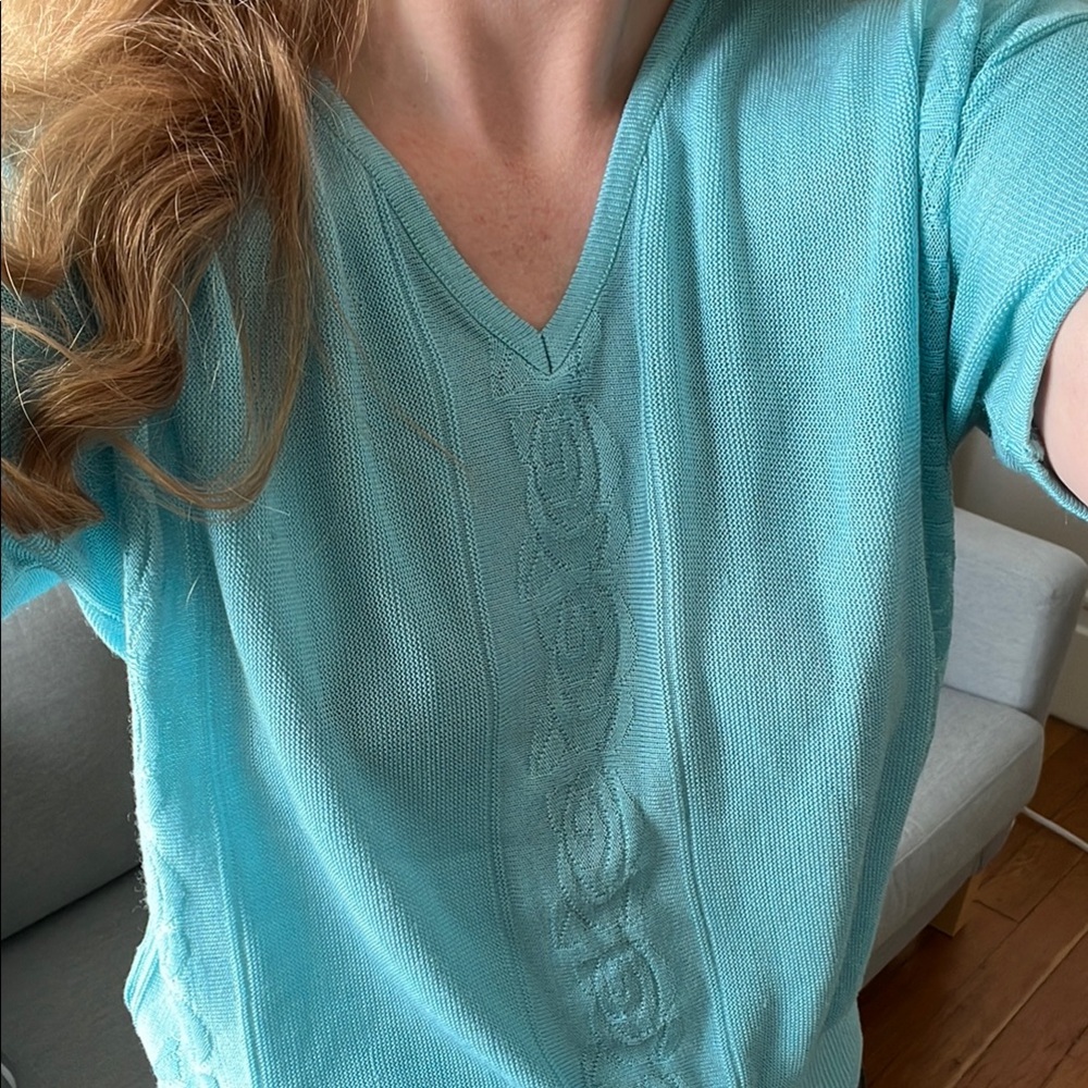 Vintage V-Neck Sweater in Teal